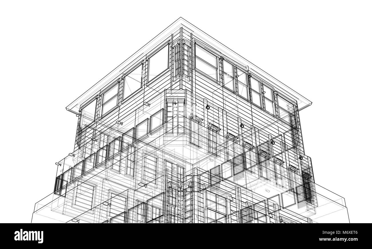 Vector Rendering Style Concept of building. Vector rendering of 3d Stock Vector Image & Art ...