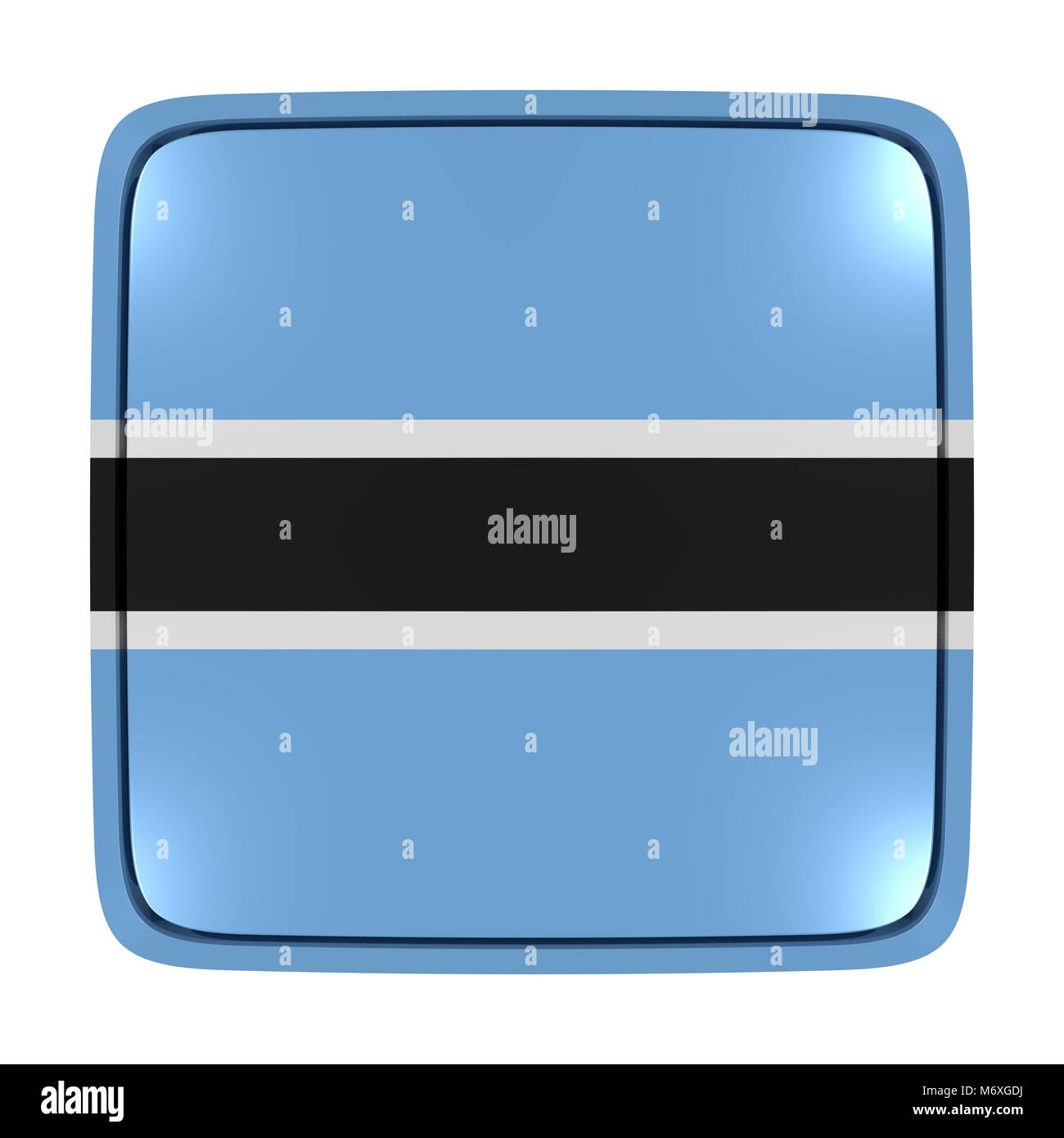 3d rendering of a Botswana flag icon. Isolated on white background ...