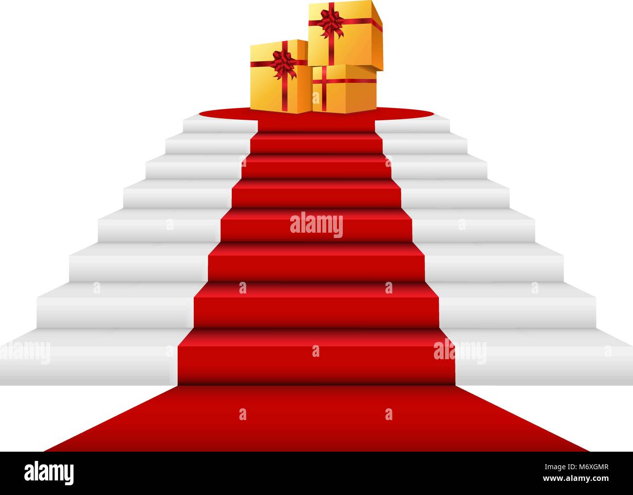 Red carpet, gift boxes Stock Vector
