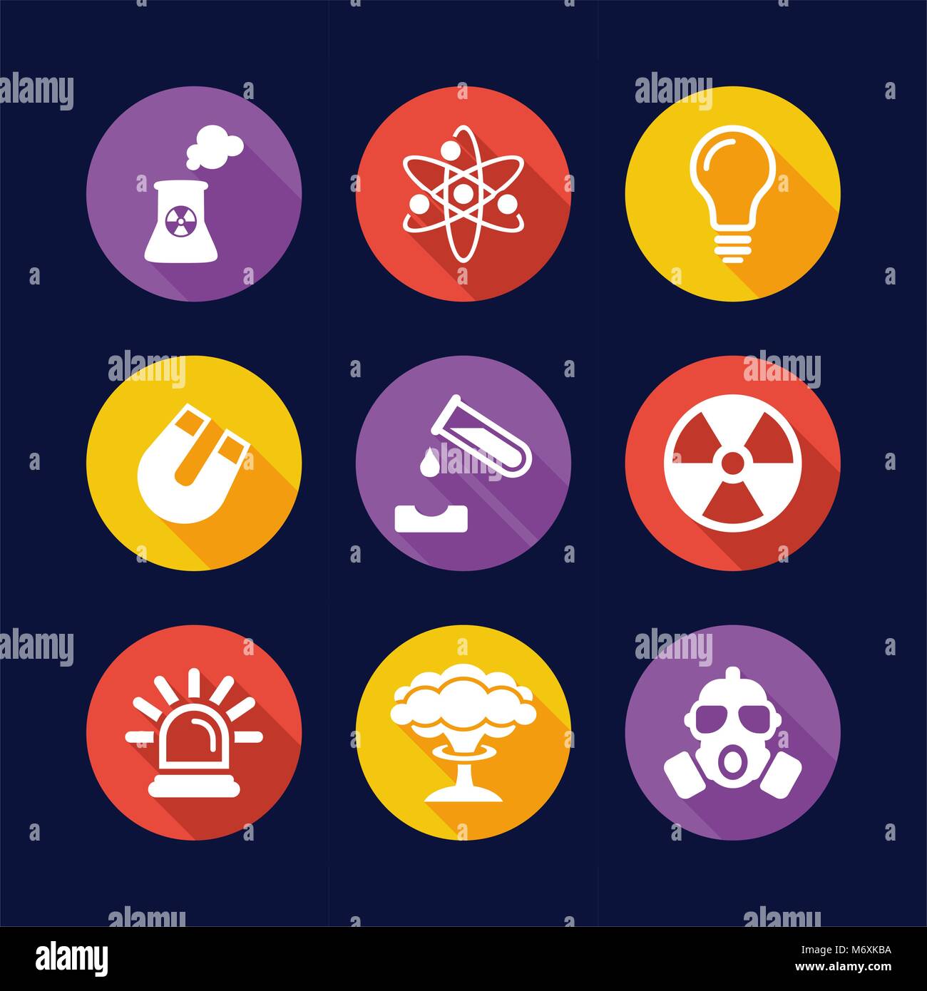 Nuclear Power Plant Icons Flat Design Circle Stock Vector Image & Art ...