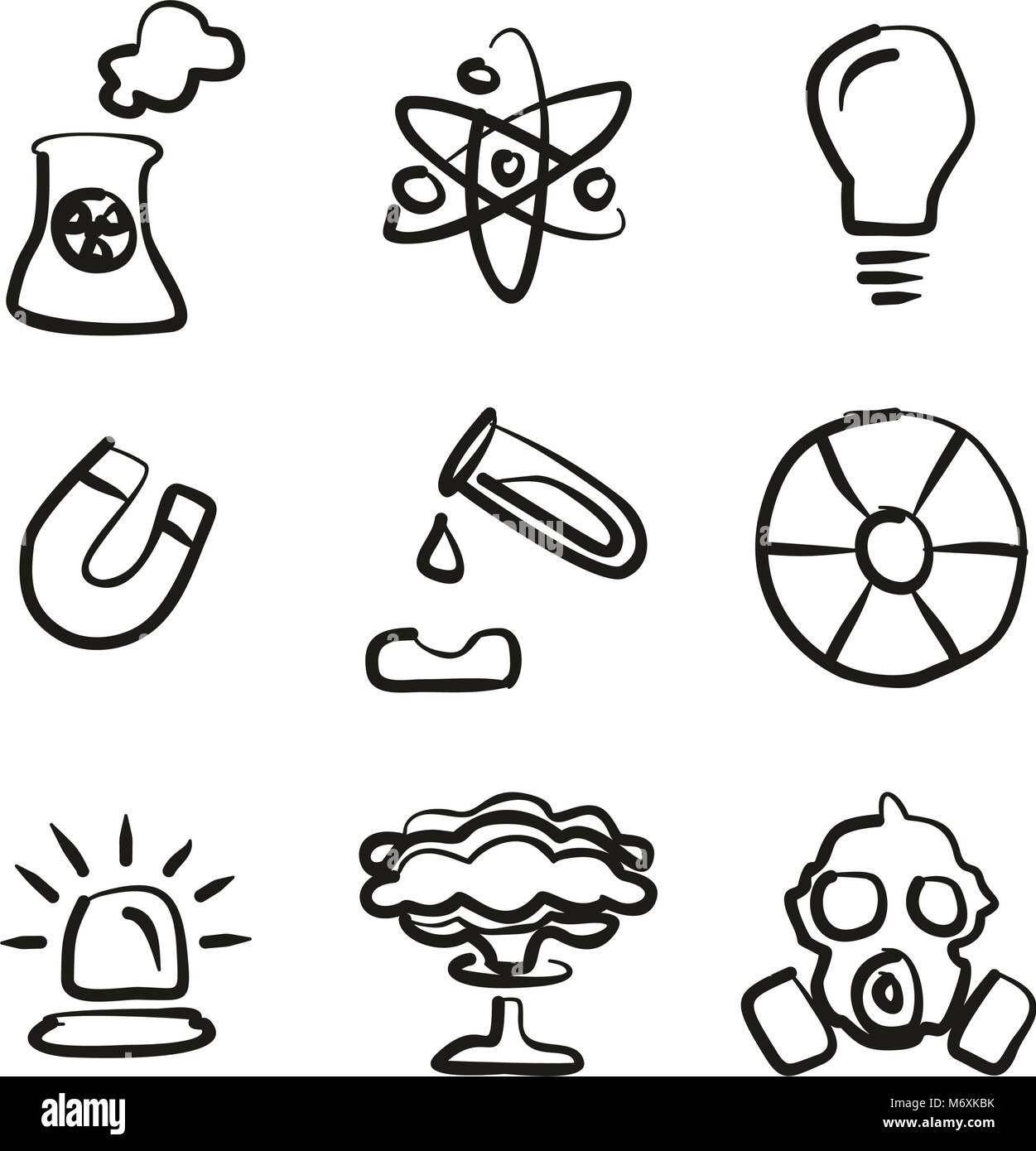Nuclear Power Plant Icons Freehand Stock Vector Image & Art - Alamy