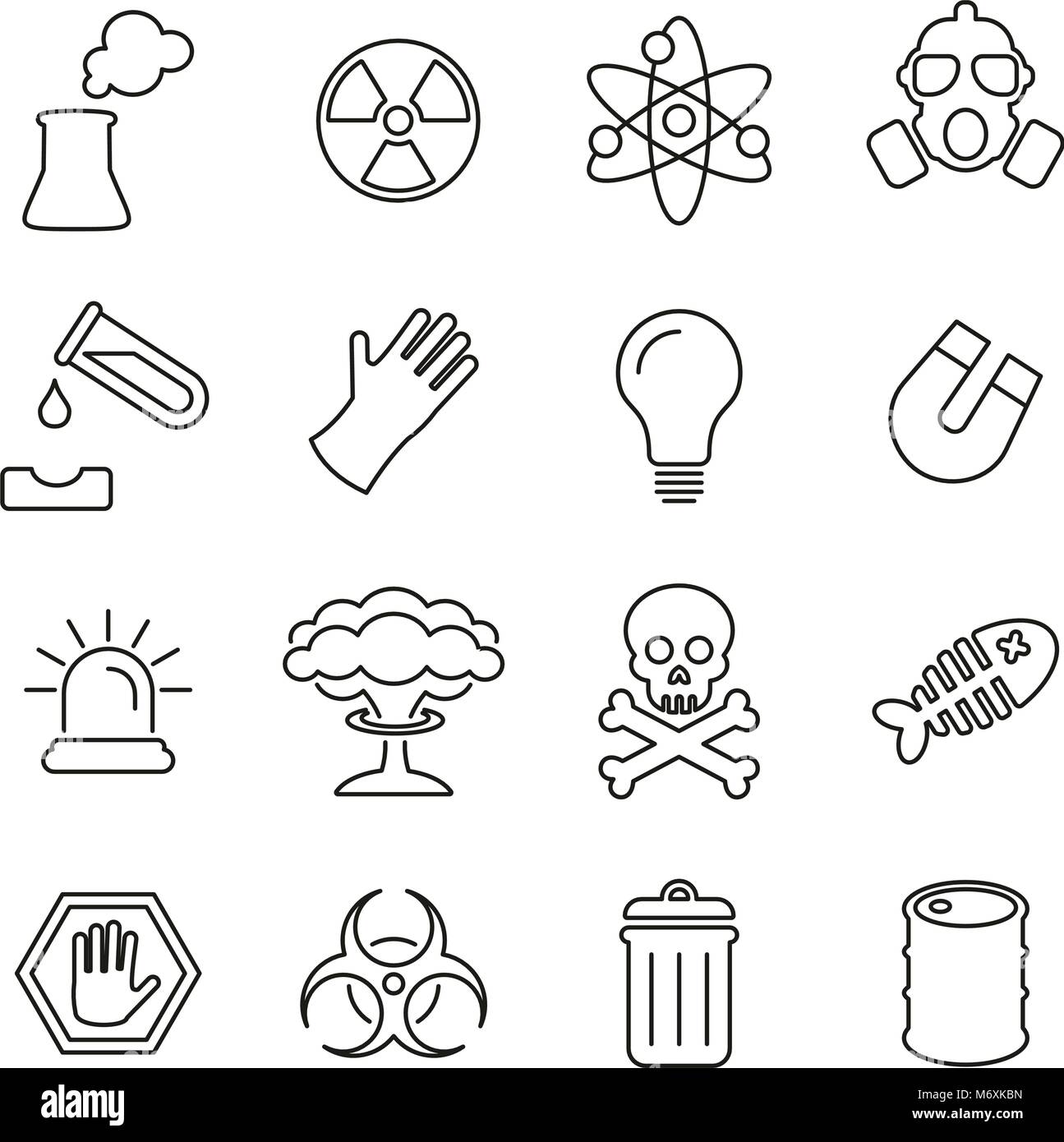 Nuclear Power Plant Icons Thin Line Vector Illustration Set Stock ...