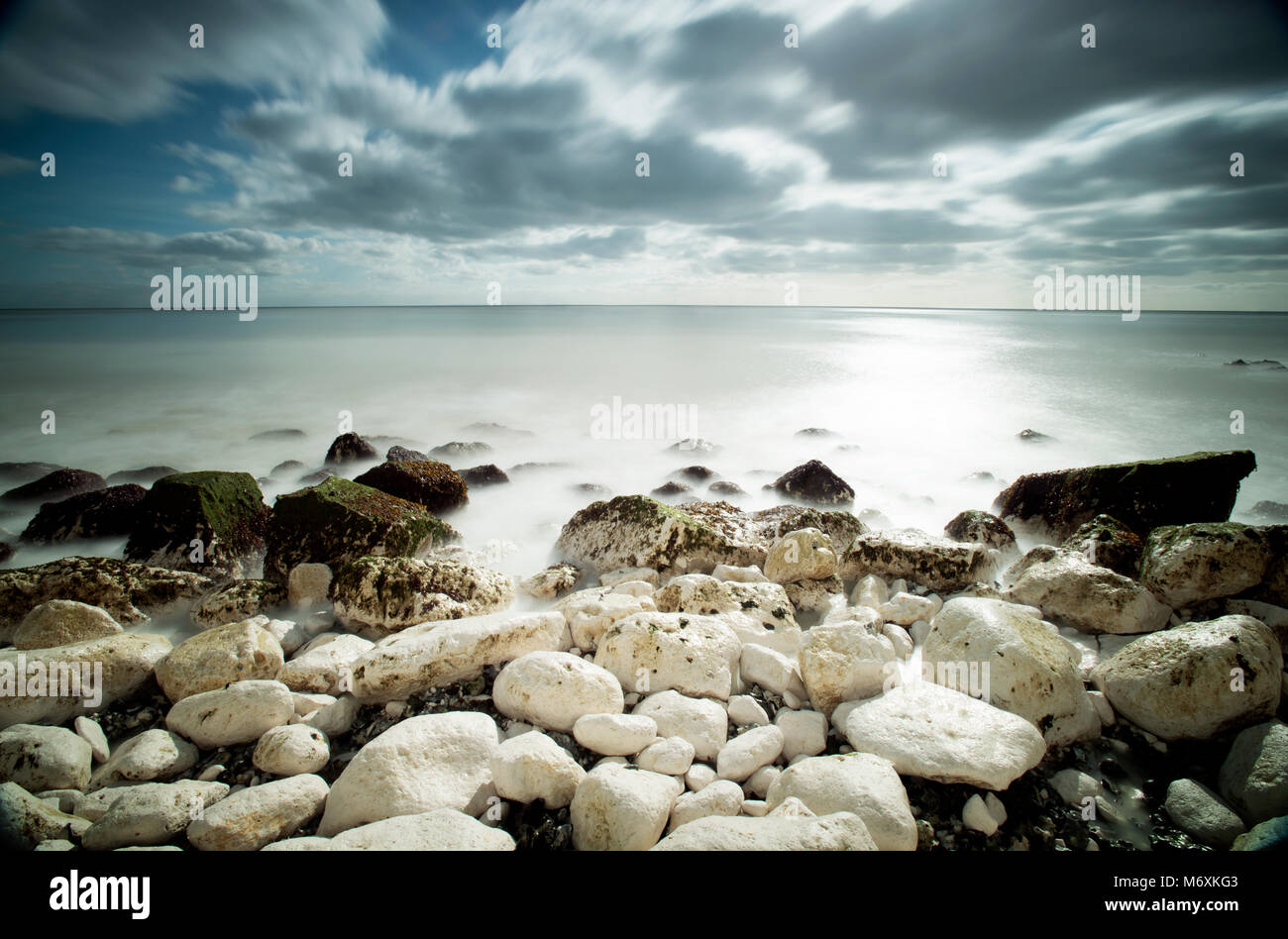 Rocky view at St Margarets Bay, Kent. Stock Photo