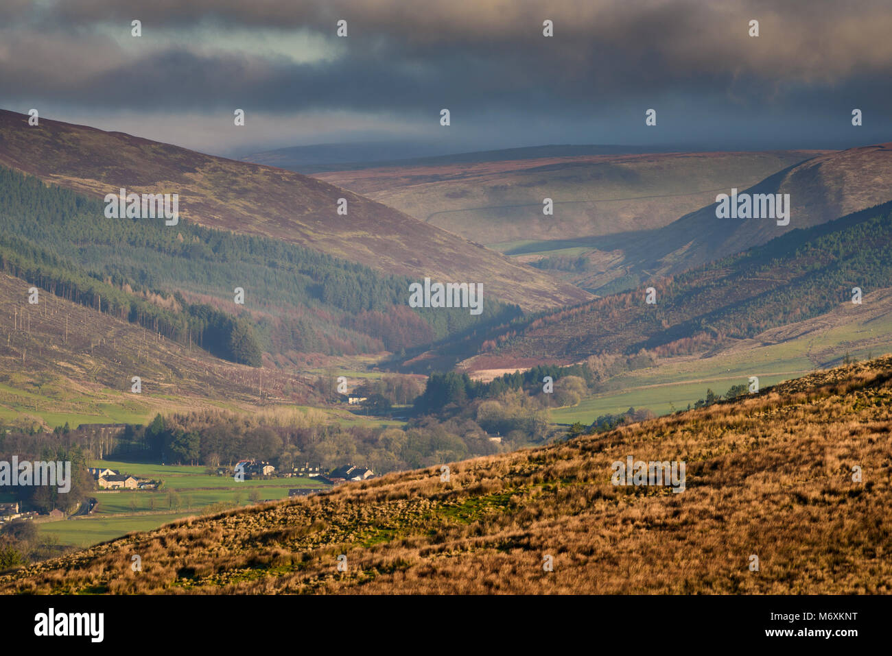 View looking towards Dunsop Bridge from Hall Hill, Clitheroe, Lancashire. Stock Photo