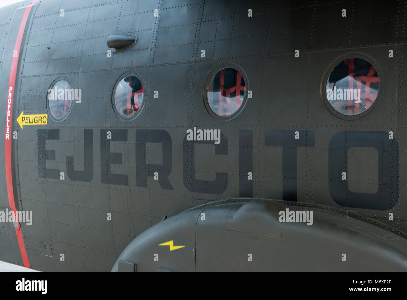 the word ejercito on a military aircraft of the argentinian air force ...