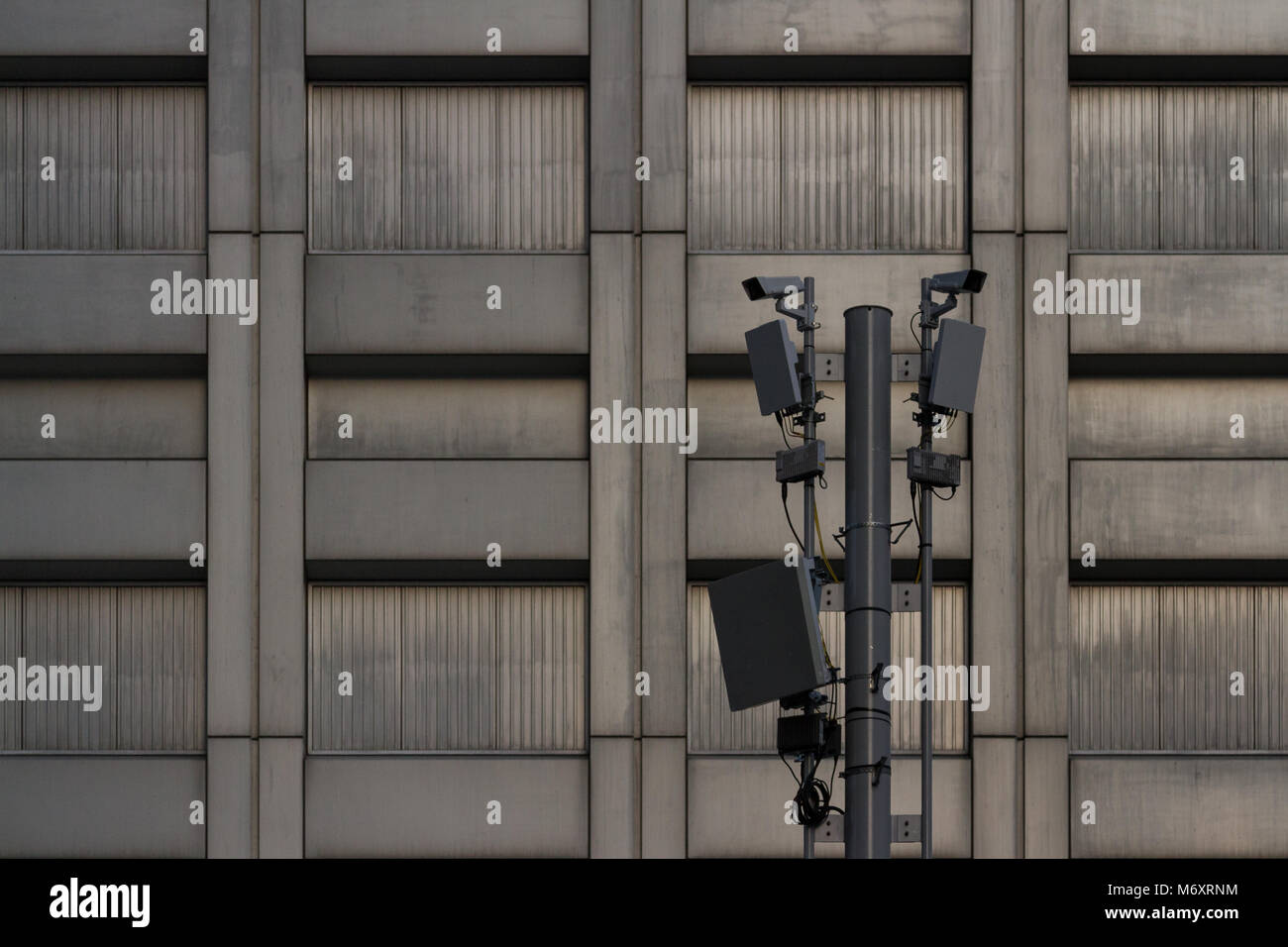 CCTV cameras and transmitters on a pole in Shinjuku, Tokyo, Japan Stock