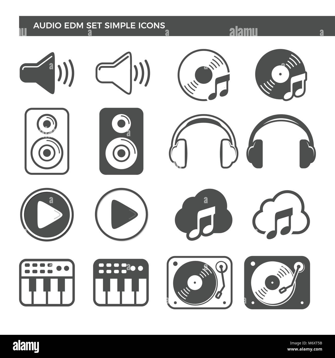 Electronic Dance Music Audio Set Icons Vector Symbol Graphic Logo