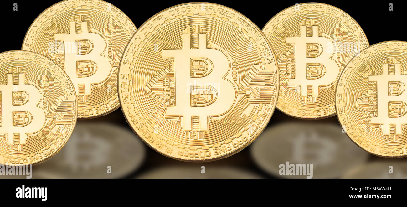 Cover photo for social media profile: a set of bitcoins on a solid  background Stock Photo - Alamy