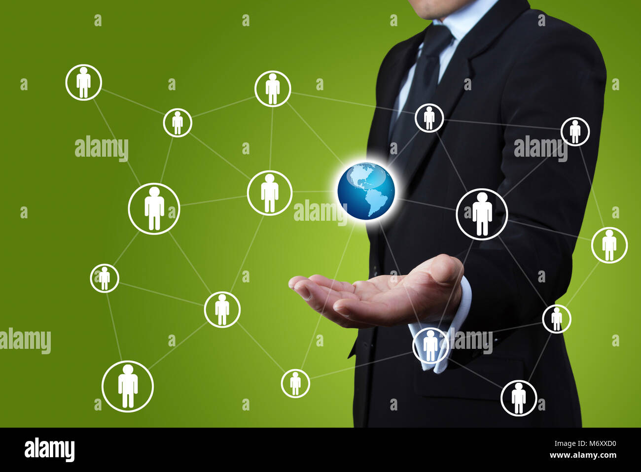 Businessman with a social network. Stock Photo