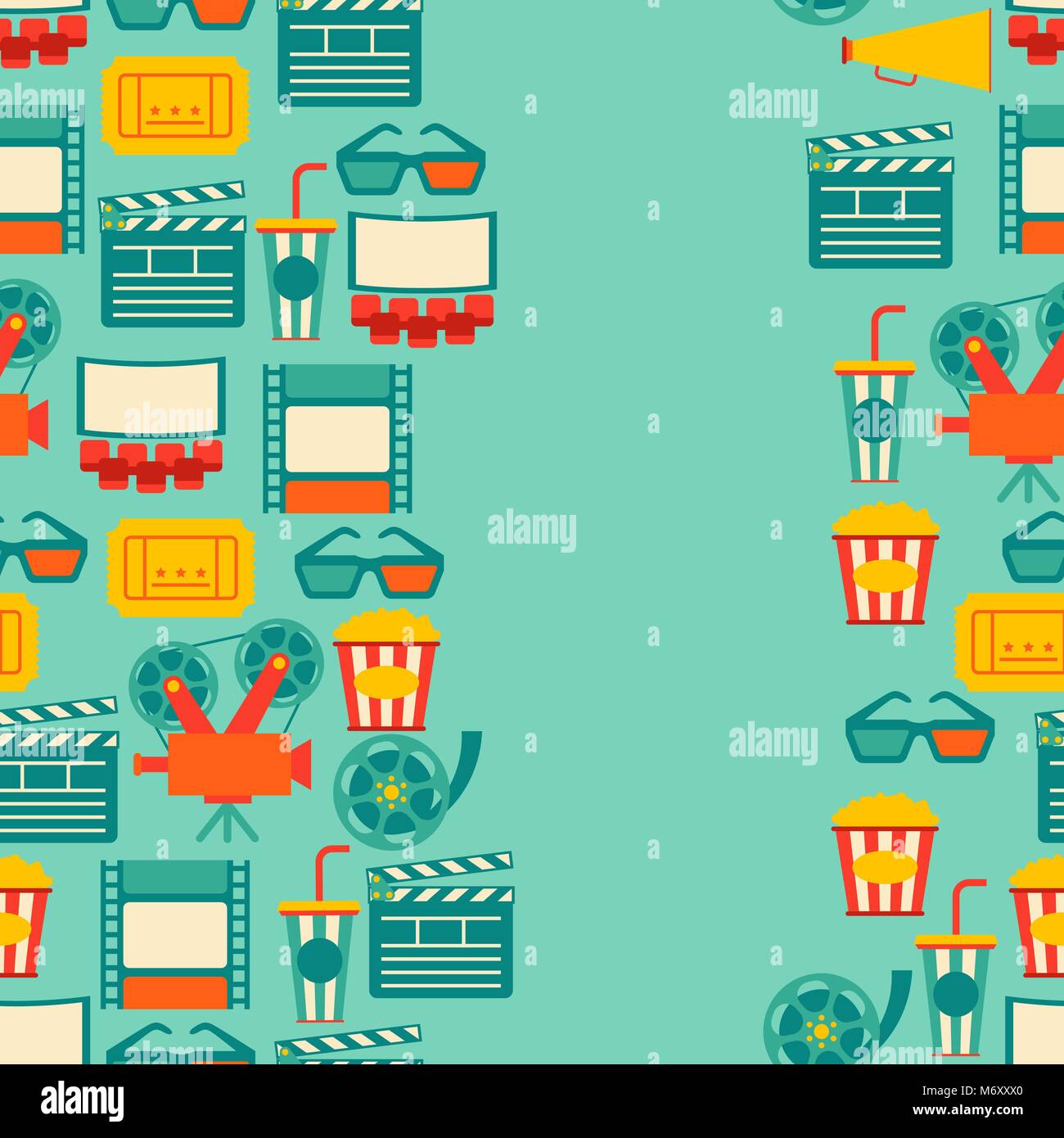 Seamless pattern of movie elements and cinema icons Stock Vector Image ...