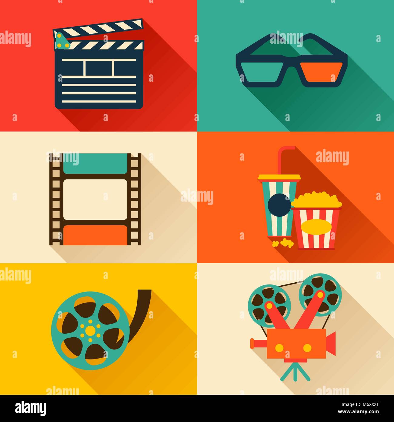 Set of movie design elements in flat style Stock Vector Image & Art - Alamy
