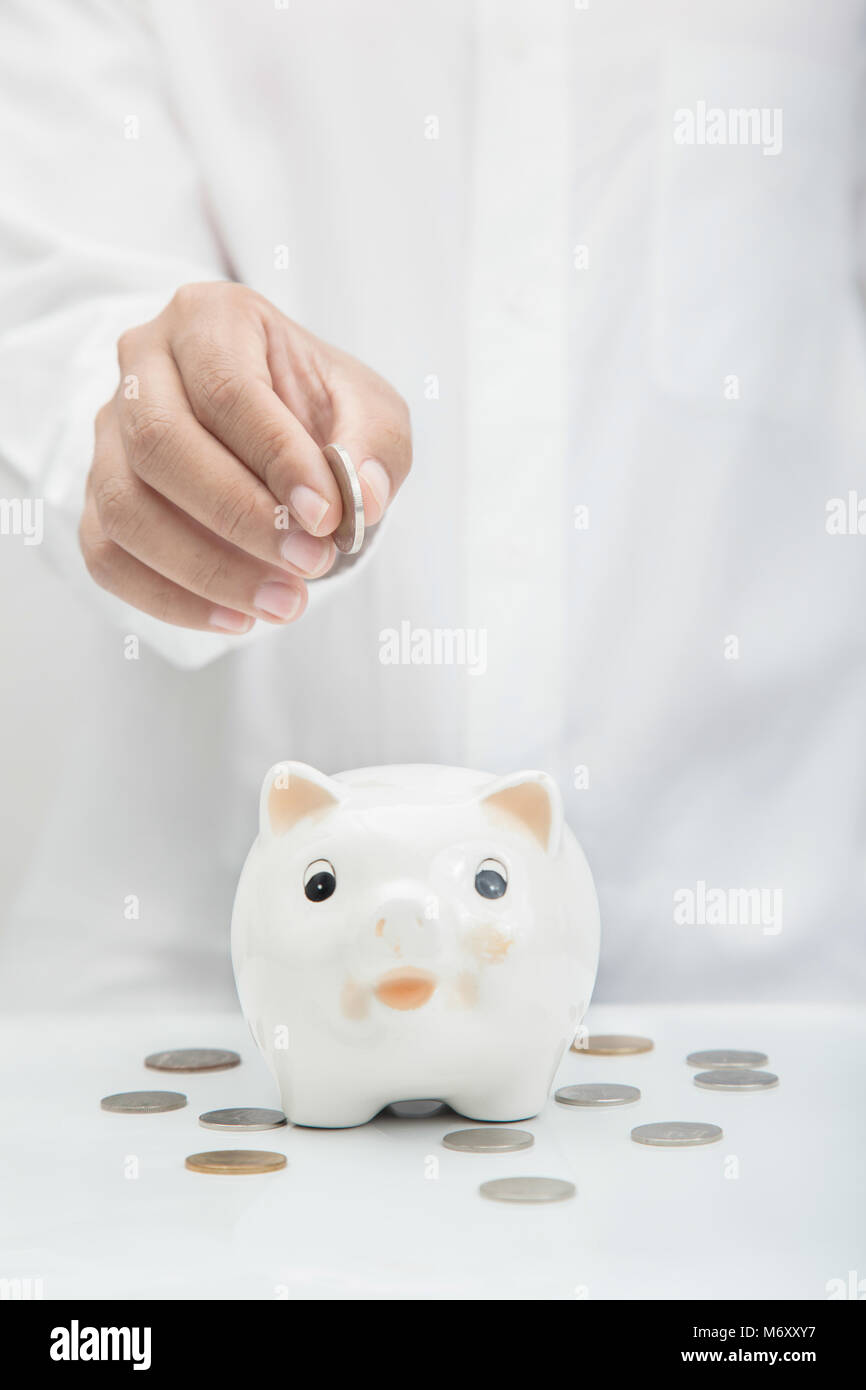 Saving money concept. Piggy bank. Stock Photo