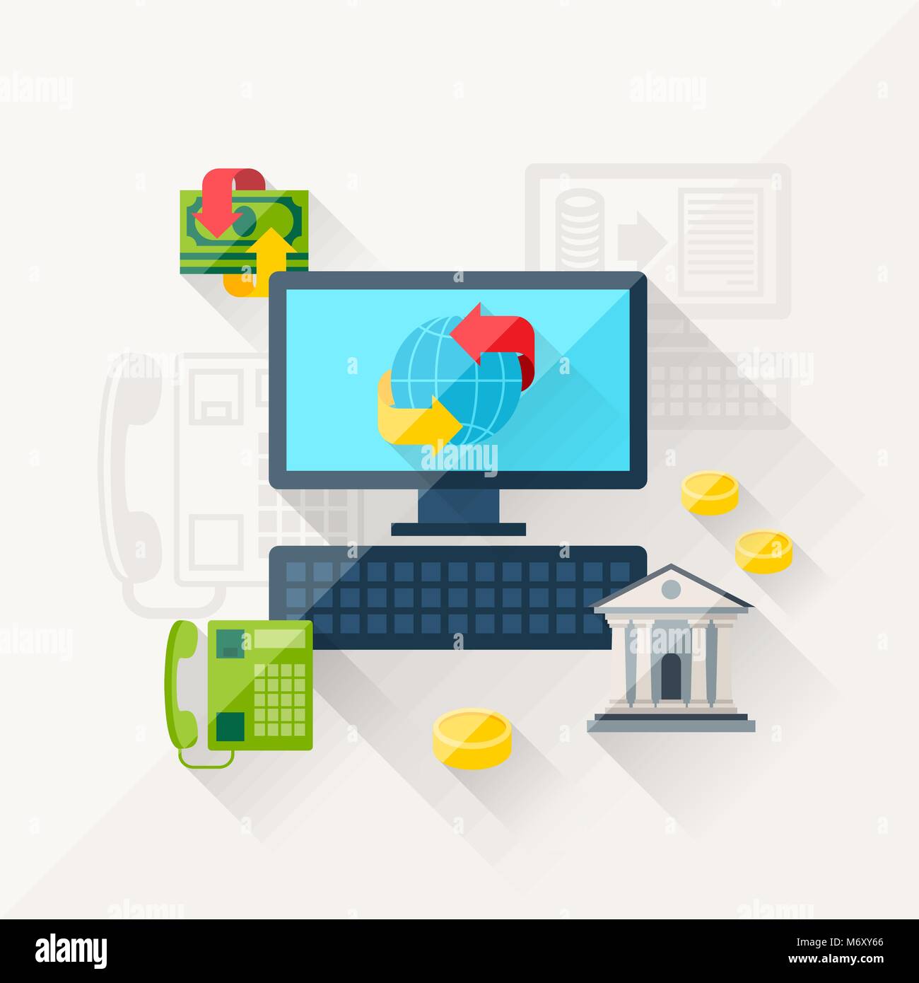 Illustration concept of banking online in flat design style Stock ...