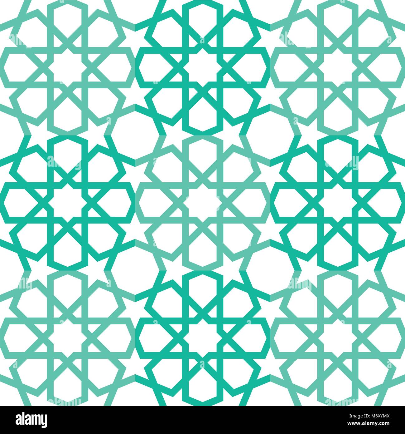 Repeatable Seamless Islamic Star Pattern Isolated on White Background Stock Vector