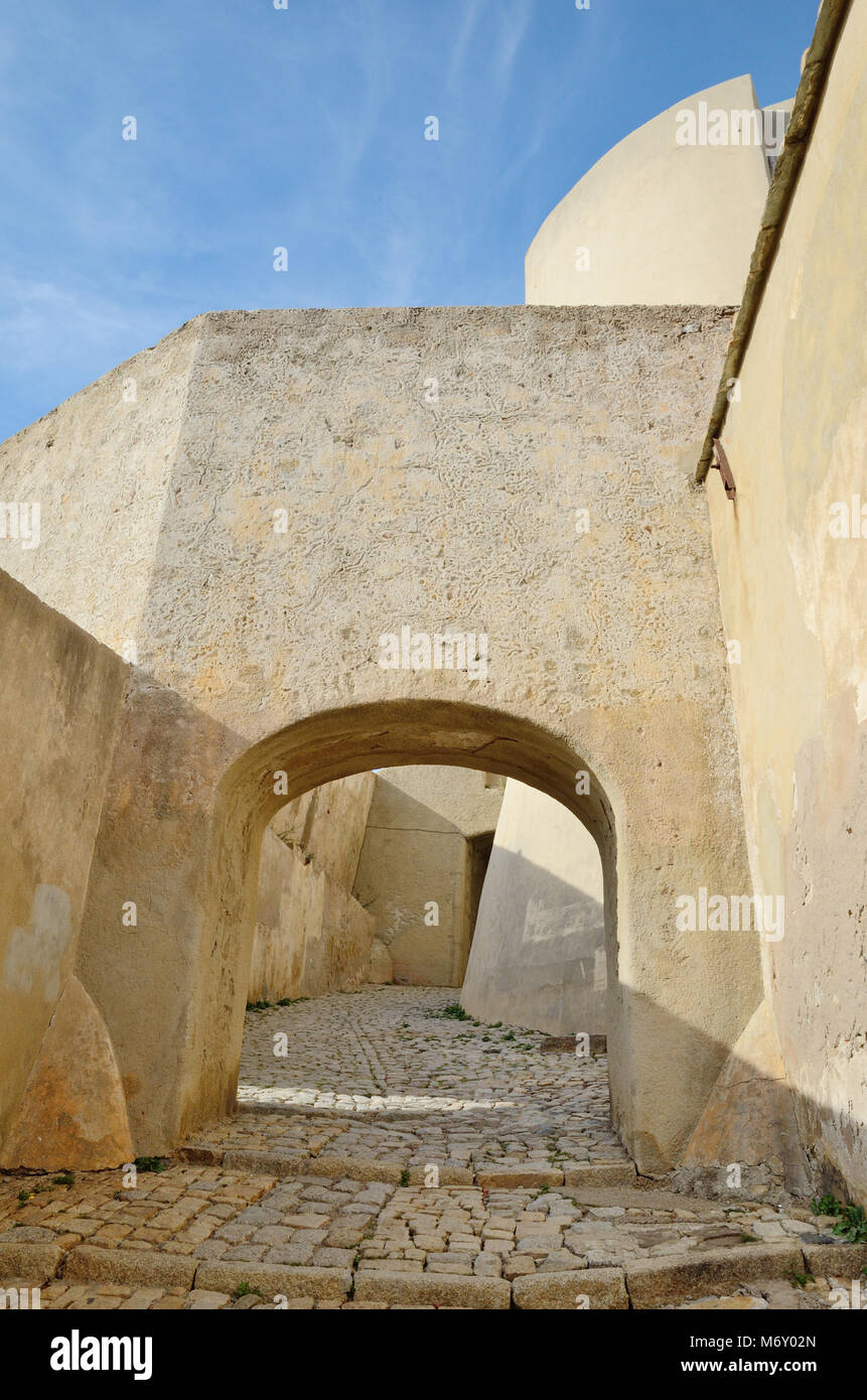 Empty entrance in the ancient fortress of Calvi Stock Photo