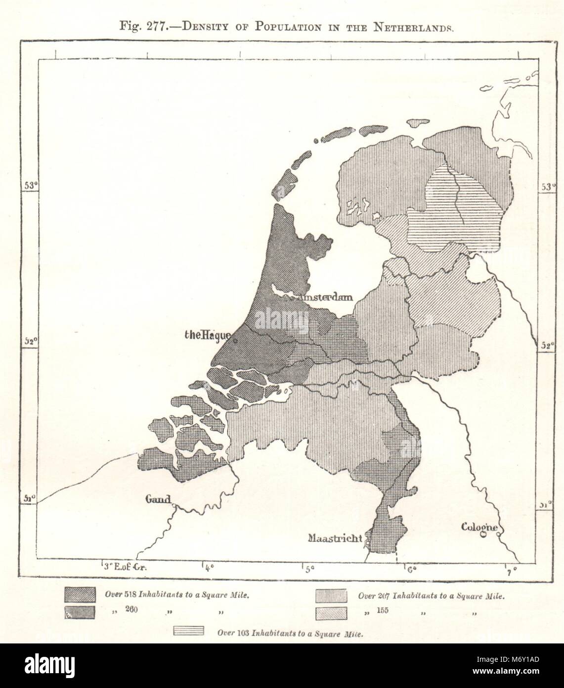 Density of Population in the Netherlands. Sketch map 1885 old antique