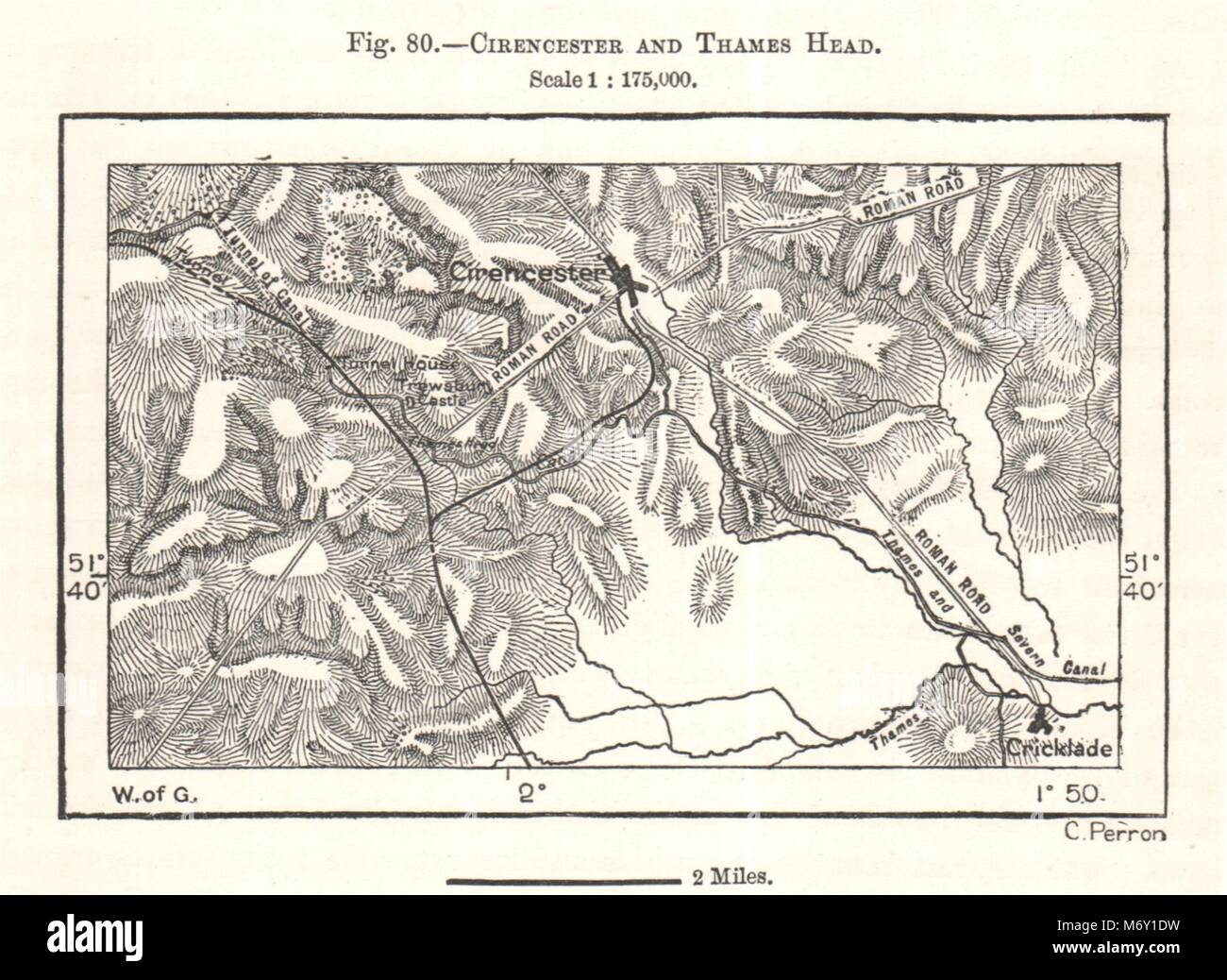Cirencester and Thames Head. Cricklade. Gloucestershire. Sketch map 1885 Stock Photo Alamy