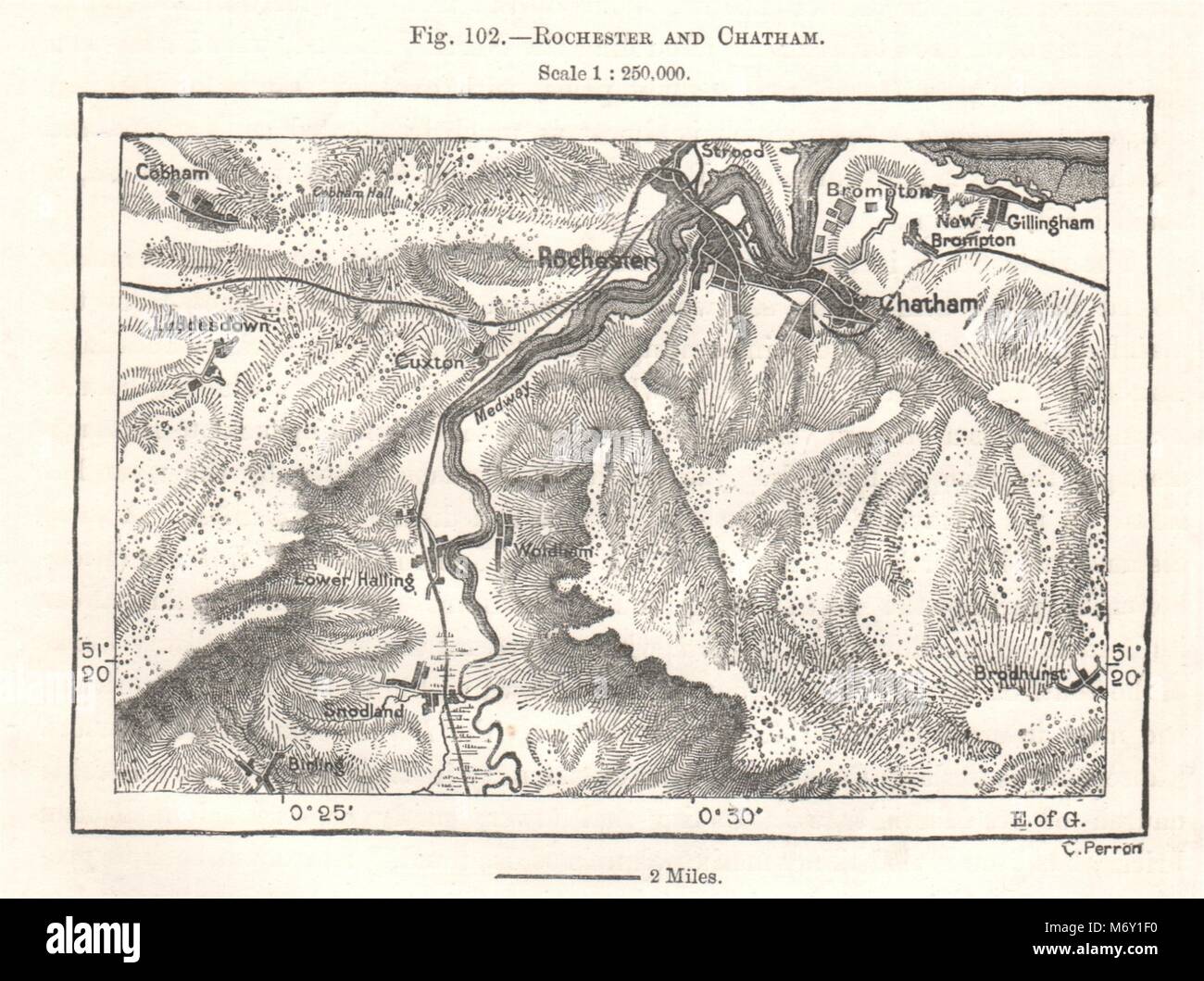 Map Of Rochester Kent Rochester And Chatham. Kent. Sketch Map 1885 Old Antique Plan Chart Stock  Photo - Alamy