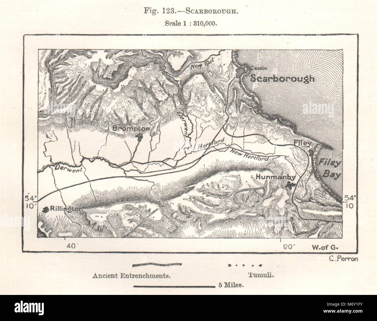 Scarborough & Filey. Yorkshire. Sketch map 1885 old antique plan chart ...
