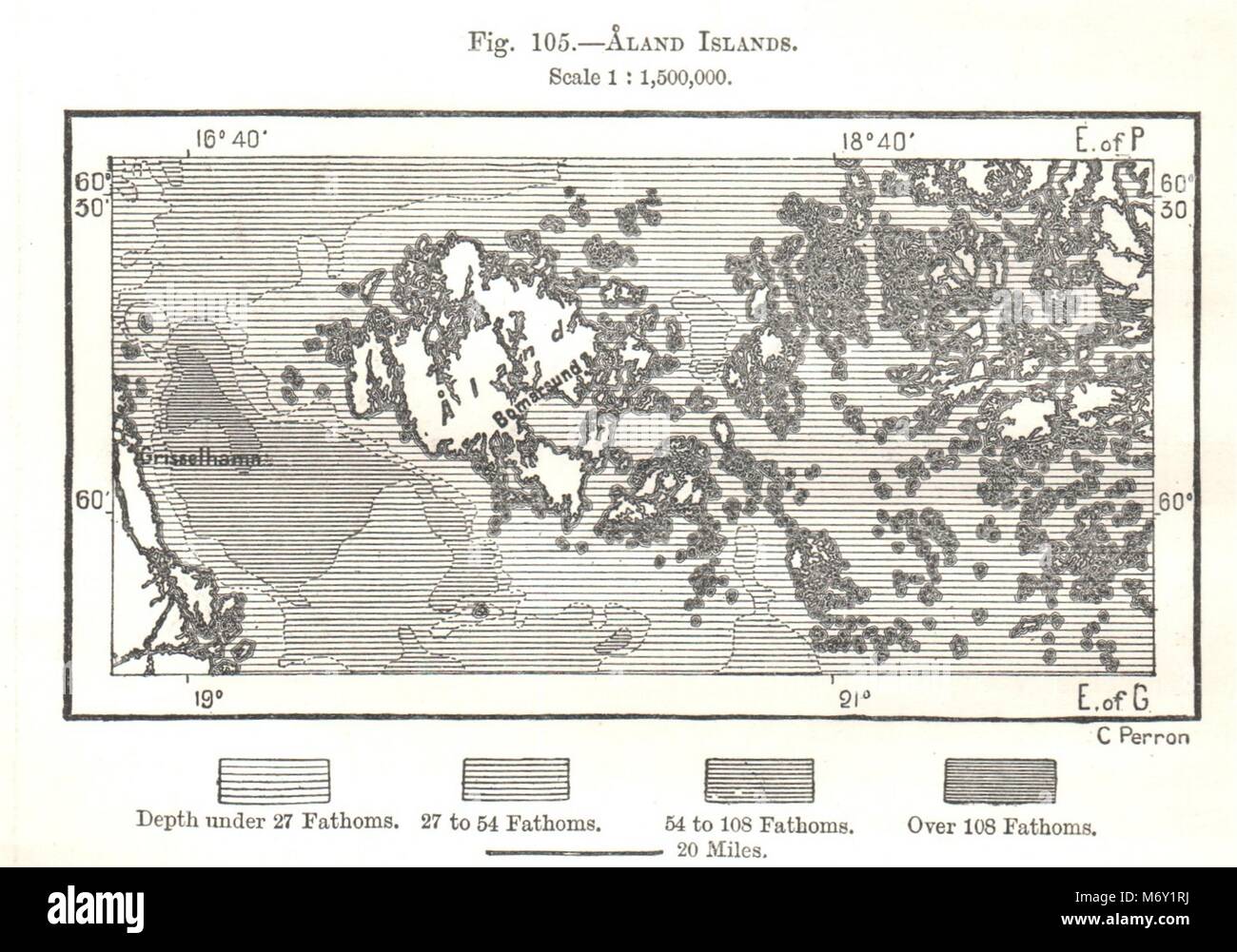 Aland Islands. Finland. Bomarsund. Sketch map 1885 old antique plan chart Stock Photo