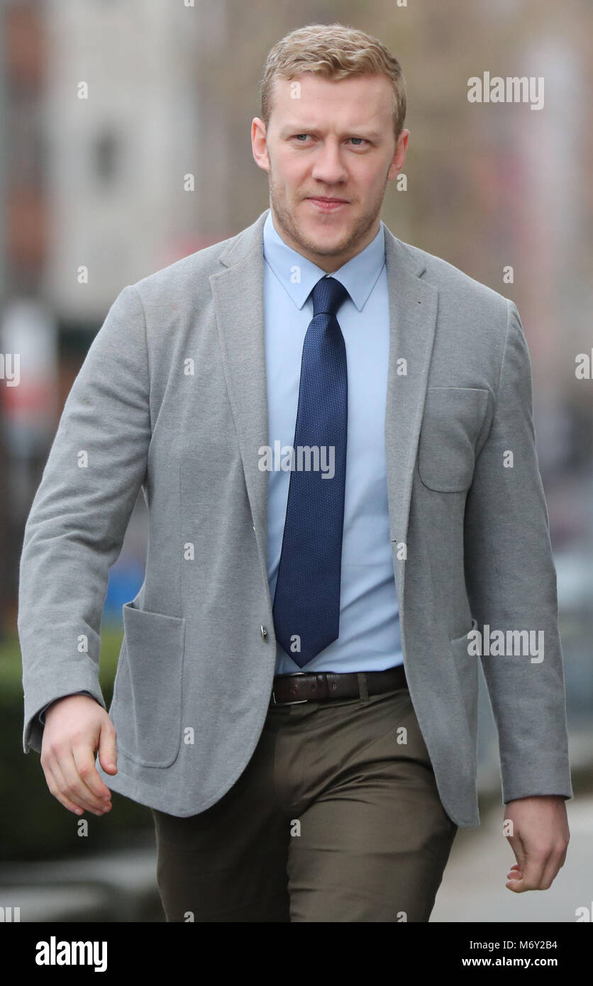 Ireland and Ulster rugby player Stuart Olding arrives at Belfast Crown