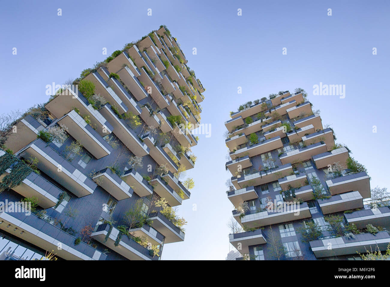 MILAN, ITALY, MARCH 28, 2017 -  'Bosco Verticale', vertical forest apartment and  buildings in the area 'Isola' of the city of Milan, Italy Stock Photo