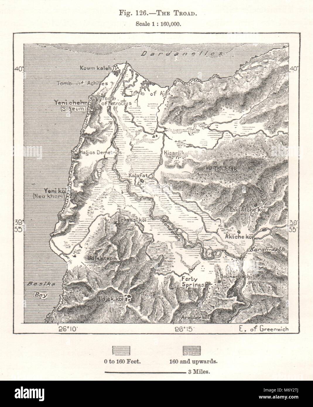 The Biga peninsula. Turkey. Sketch map 1885 old antique vintage plan chart Stock Photo