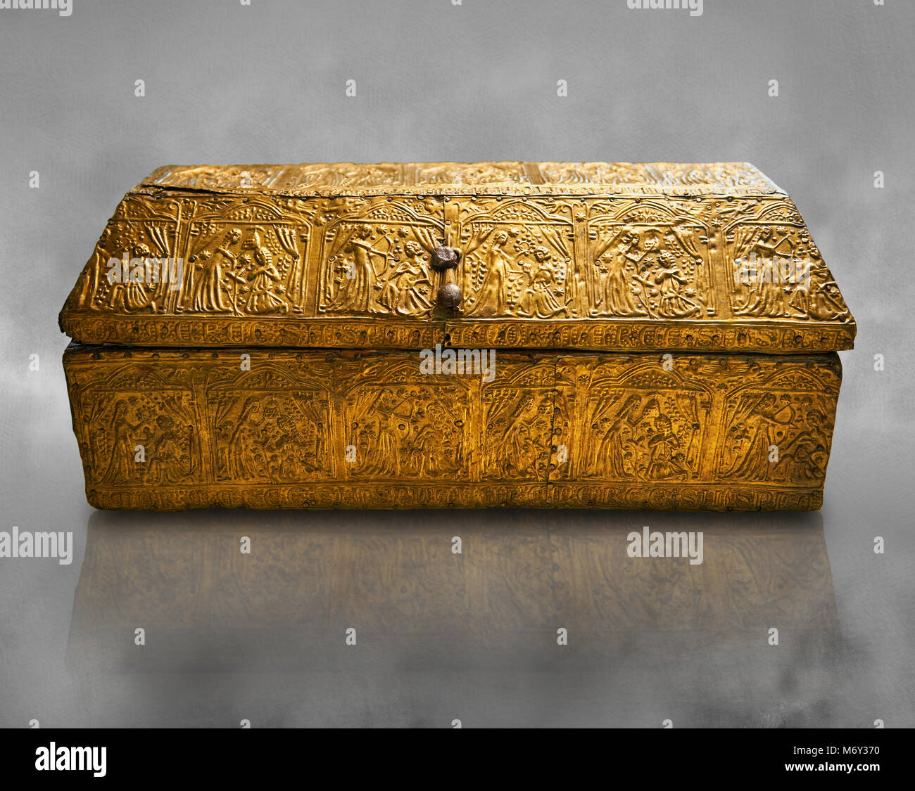 Gothic embossed Brass on wood box, circa 13701450, possibly made in