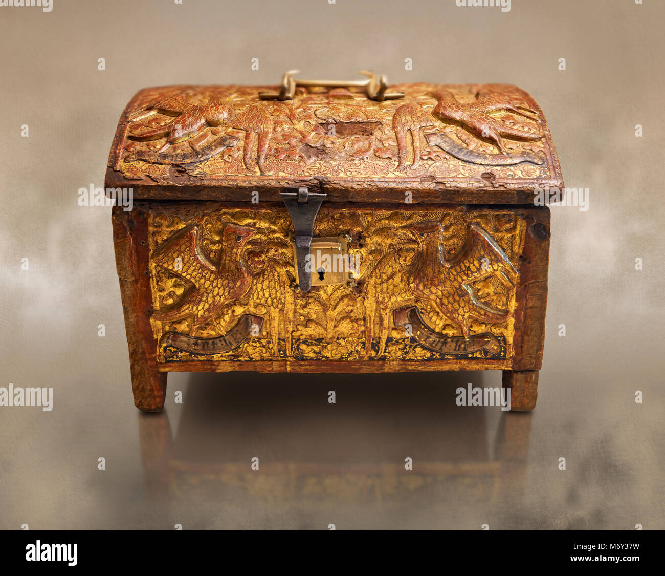 Eye Shape Antique Gold Finish Handcrafted Box With Stonework & Ghungroo main image 1