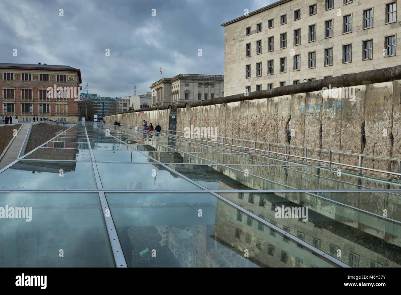 The last remnants of The Wall, Niederkirchnerstrasse, Mitte, Berlin, Germany Stock Photo