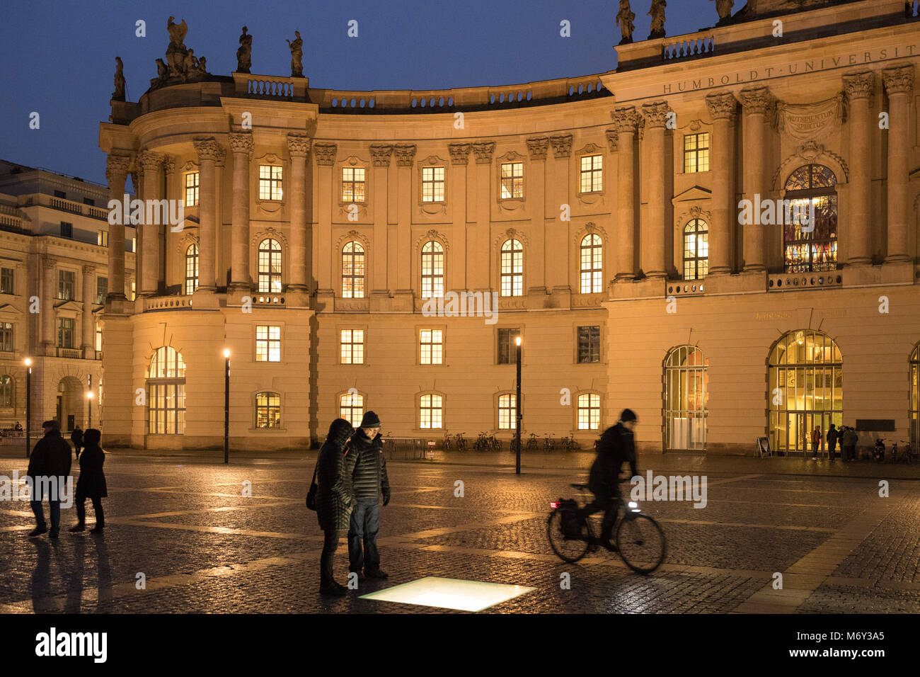 The Humboldt University and Bebelplatz at night, Mitte, Germany Stock Photo