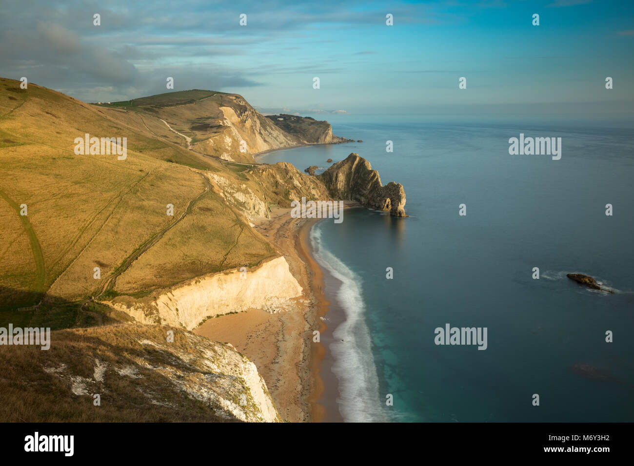 Durdle Door and the Jurassic Coast from Swyre Head, Dorset, England, UK Stock Photo