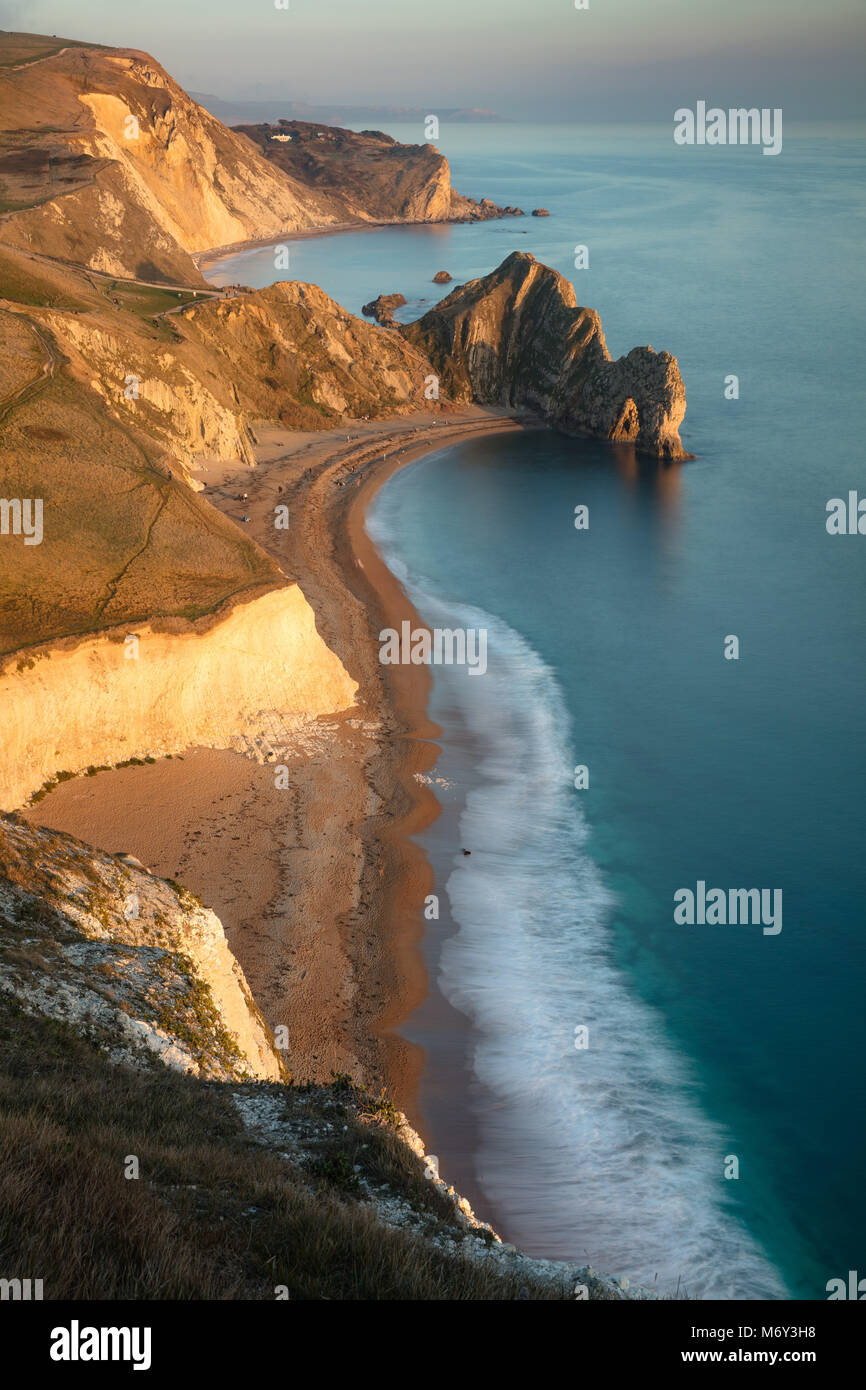 Durdle Door and the Jurassic Coast from Swyre Head, Dorset, England, UK Stock Photo