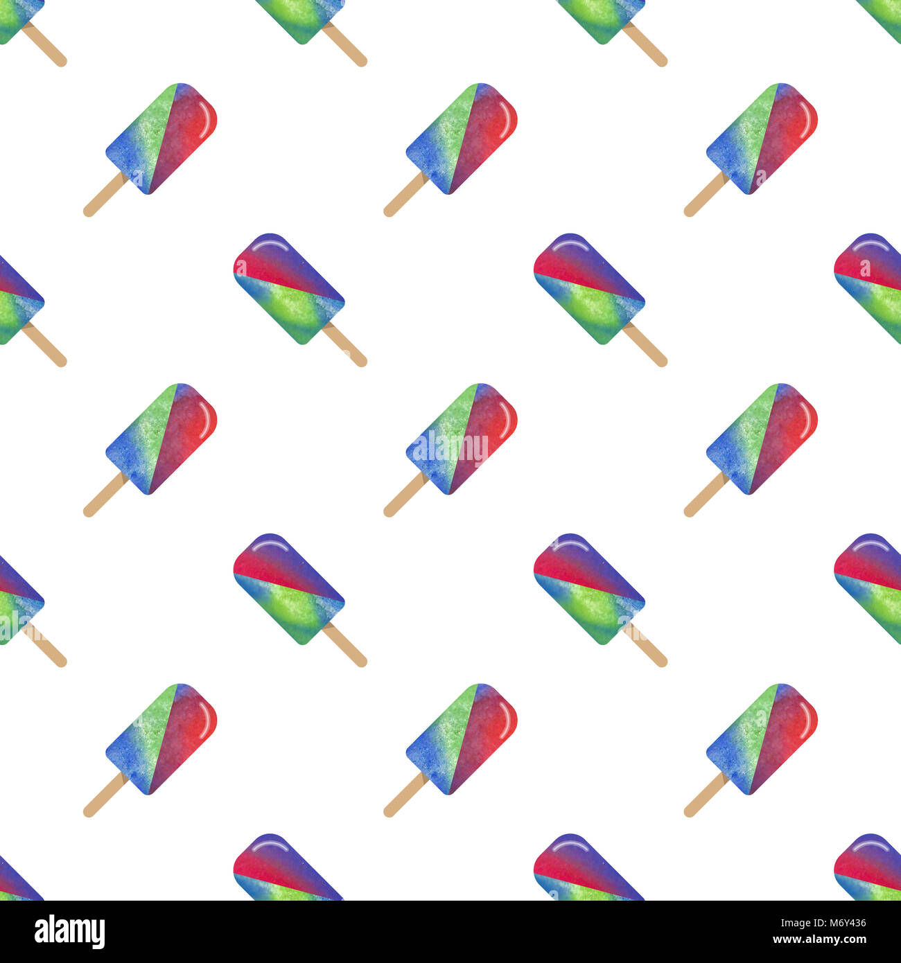 Seamless background image colorful watercolor texture popsicle pattern ...