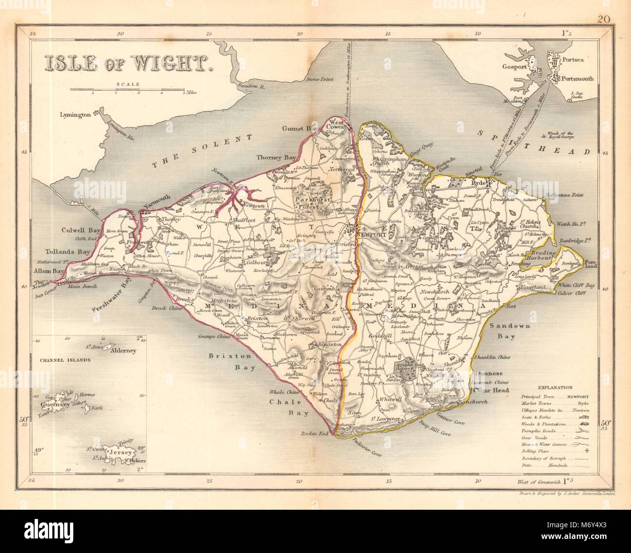 Map Of The Isle Of Wight Isle Of Wight Map High Resolution Stock Photography And Images - Alamy