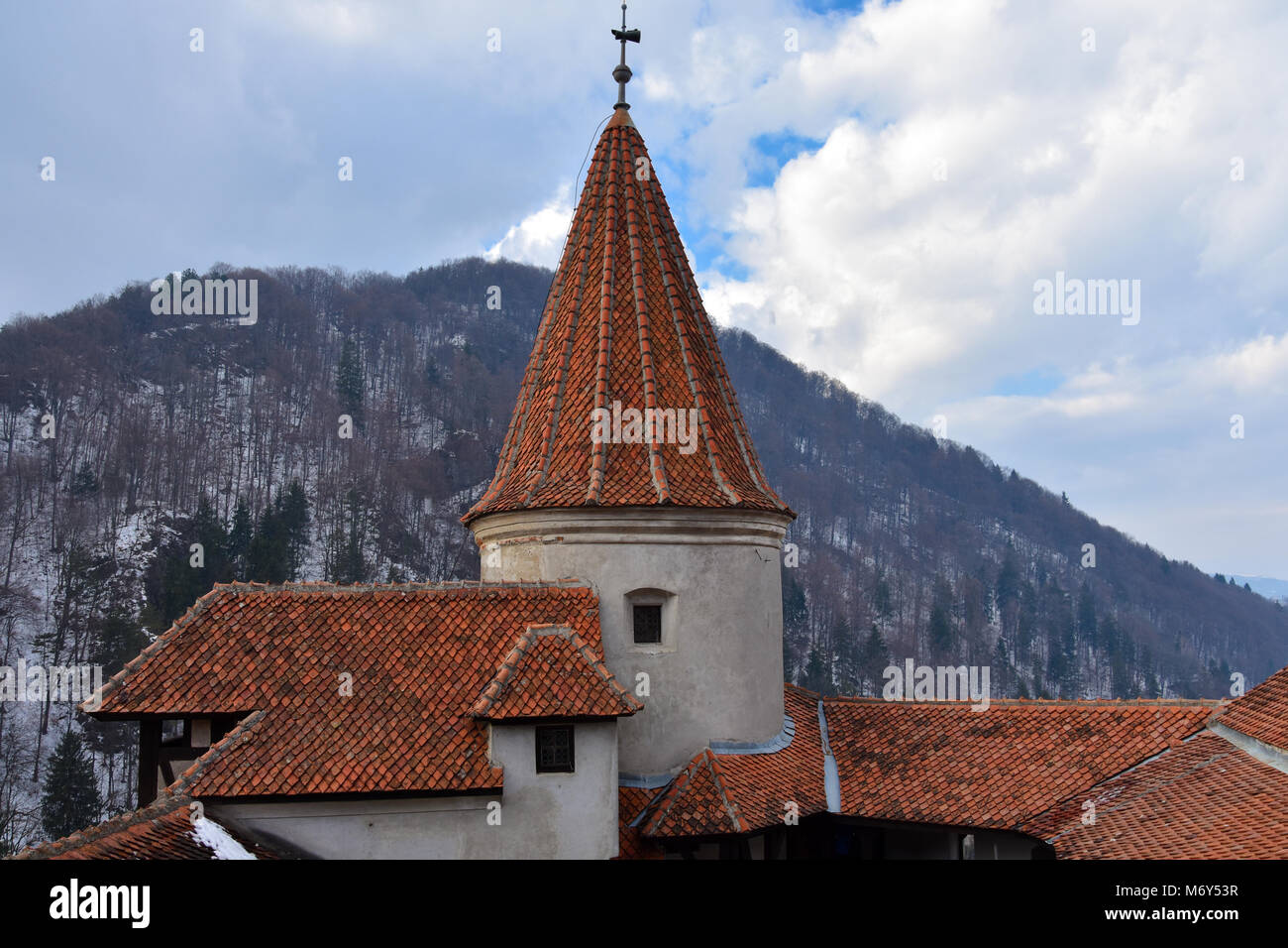 Tower of the Bran Castle (Castelul Bran), commonly known as 'Dracula's Castle'. Bran, Romania Stock Photo