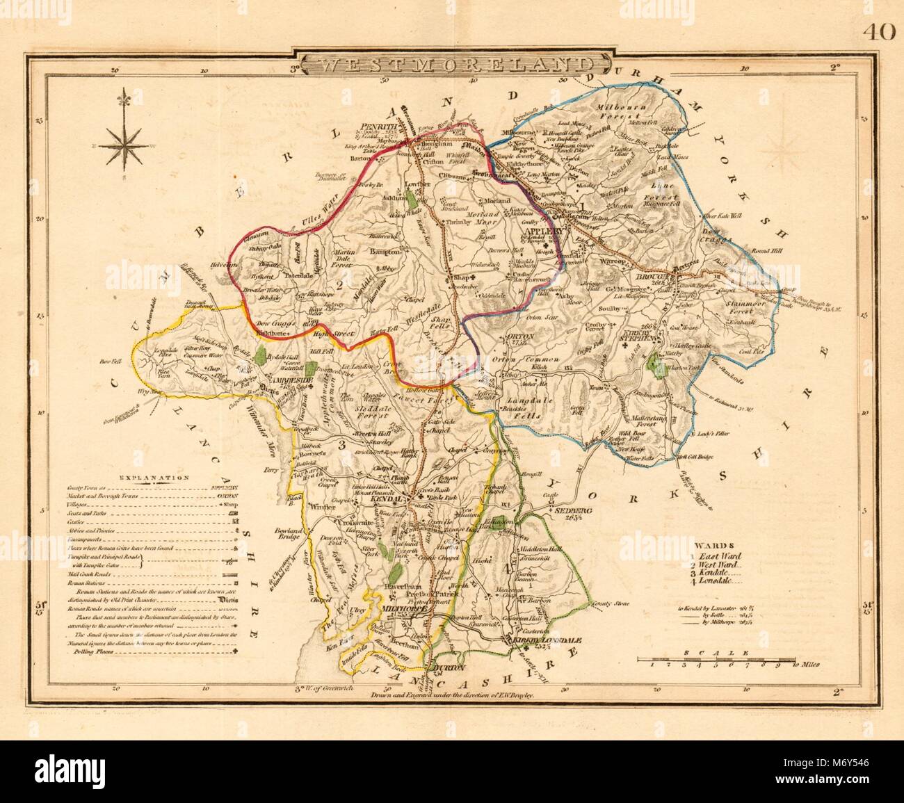 Antique county map of WESTMORELAND by COLE & John ROPER c1835
