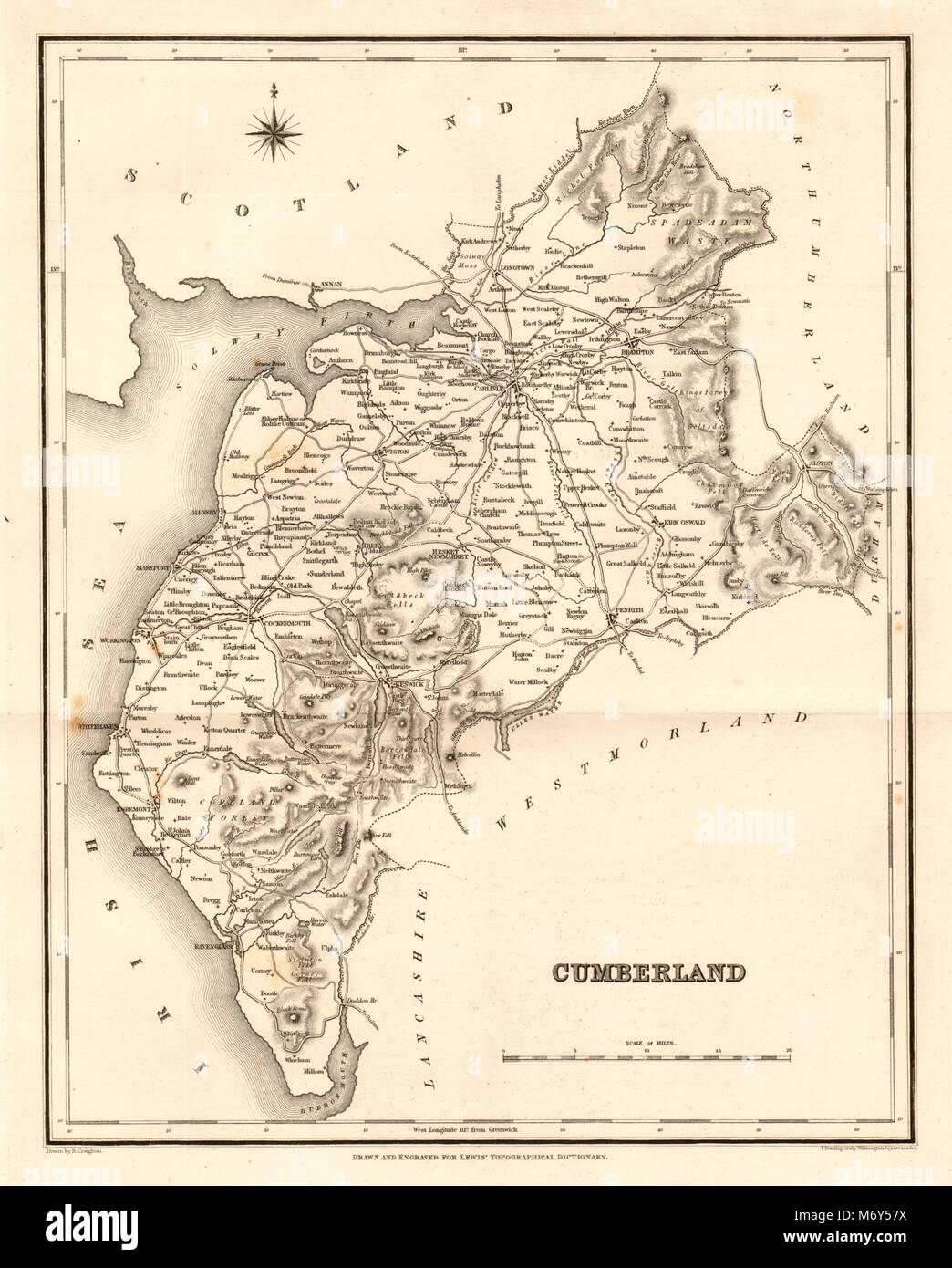 Antique County Map Of CUMBERLAND / Cumbria By Starling, Creighton ...