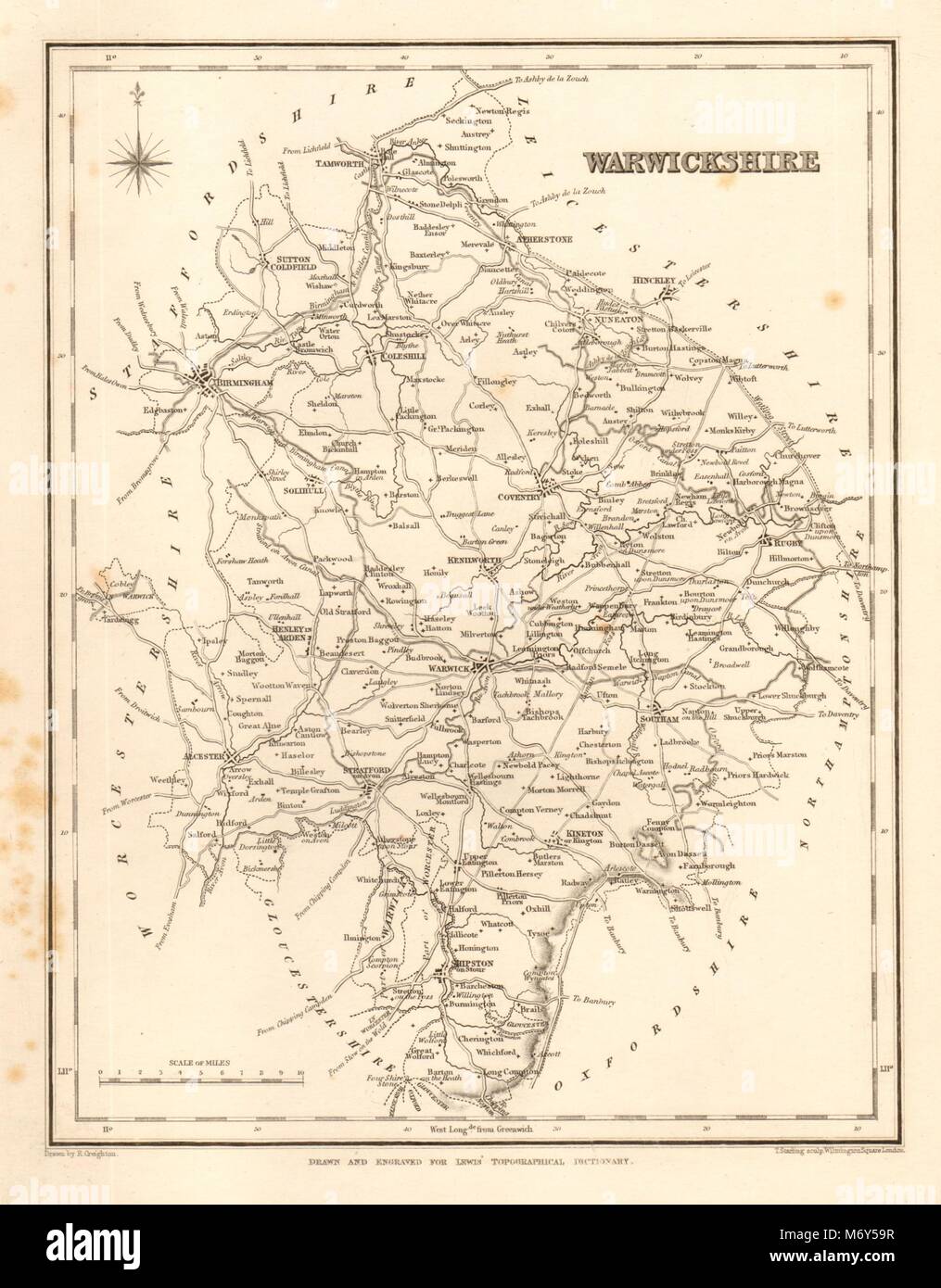 Warwickshire map 19th century hi-res stock photography and images - Alamy