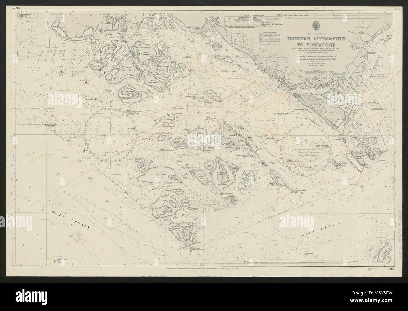 Singapore Strait. Western Approaches. Admiralty nautical sea chart 1969 map Stock Photo