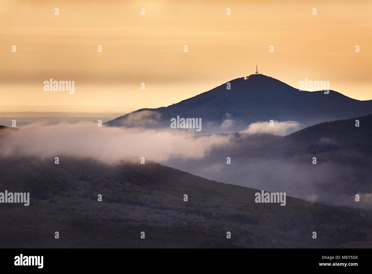 Mountains misty landscape Stock Photo - Alamy