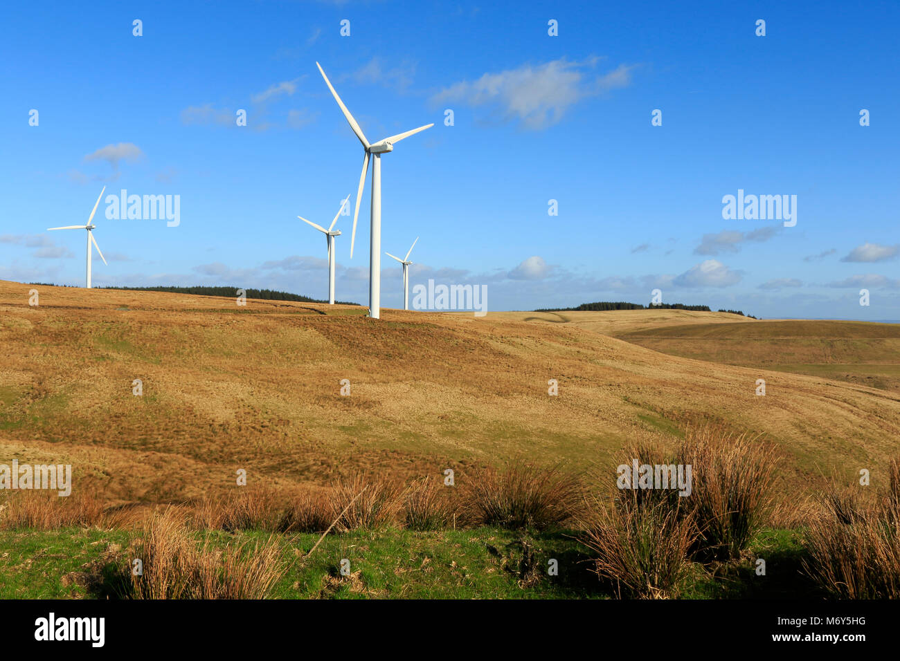 Wind Turbine at Pant Y Wal Wind Farm, Gilfach Goch near Bridgend South Wales UK Stock Photo