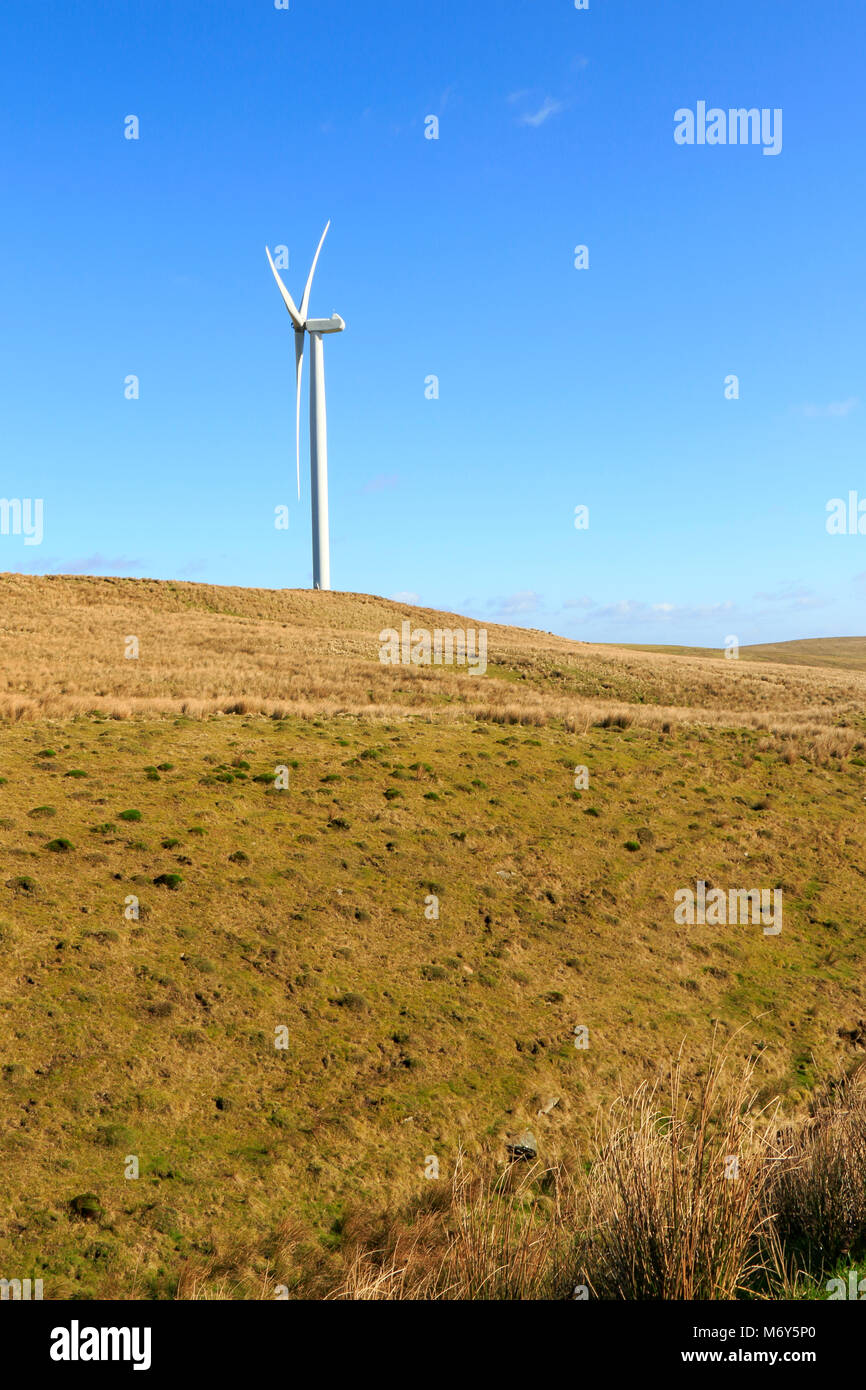 Wind Turbine at Pant Y Wal Wind Farm, Gilfach Goch near Bridgend South Wales UK Stock Photo