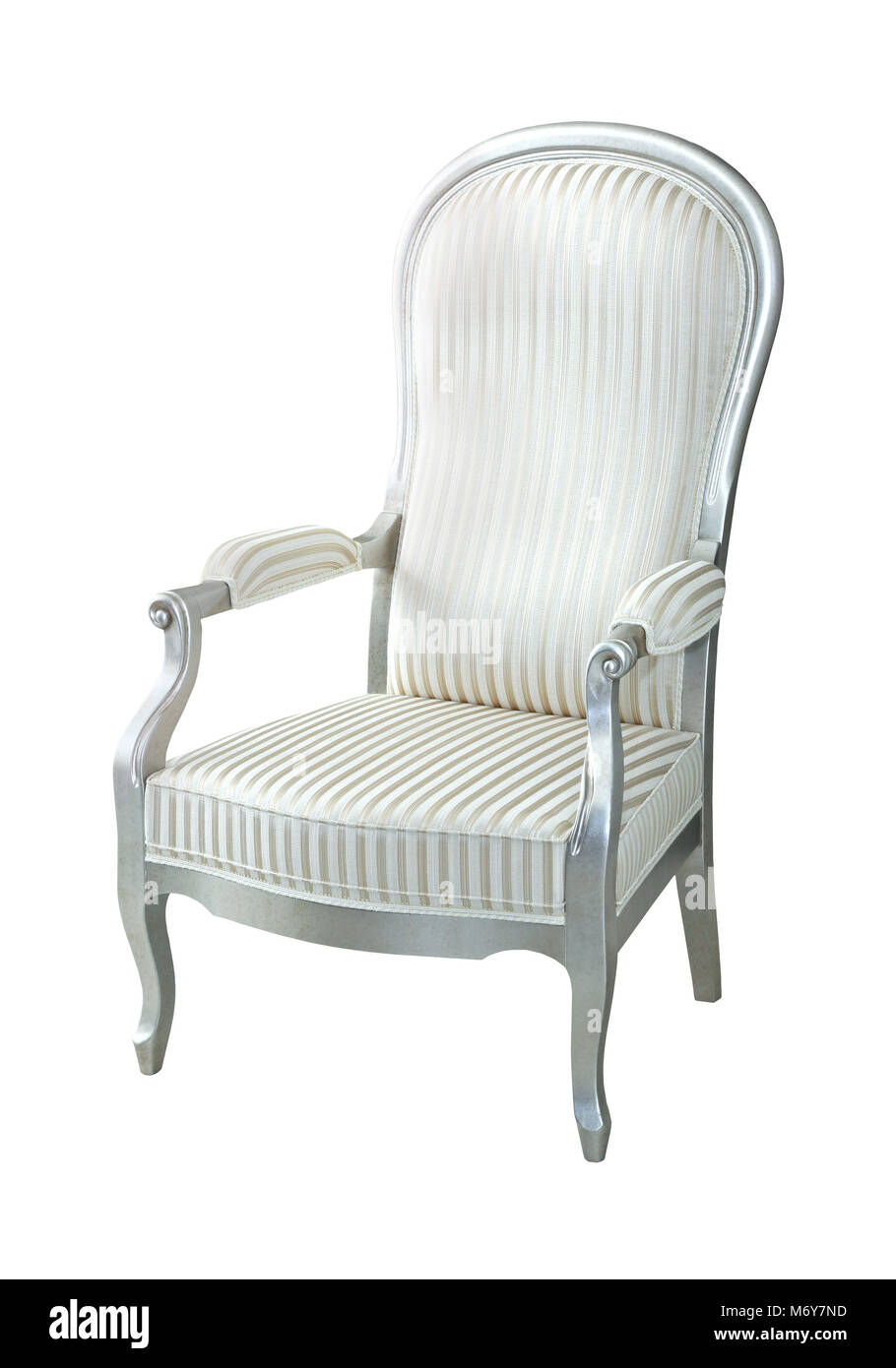 Vintage silver chair isolated with clipping path included Stock Photo