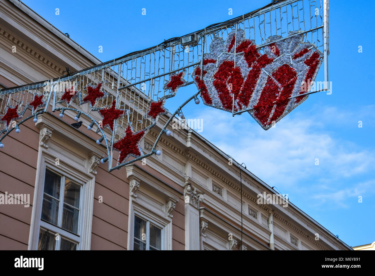Christmas decoration on Prince Michael Street (Kneza Mihaila or Knez Mihailova). Belgrade, Serbia Stock Photo