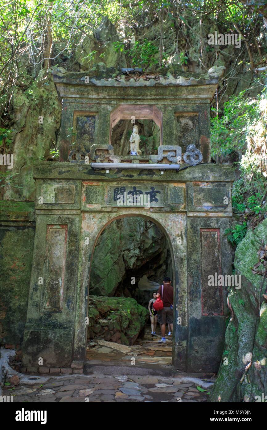 The entrance gate to Huyen Khong Cave, Nhuy Son Mountain, Da Nang, Vietnam Stock Photo