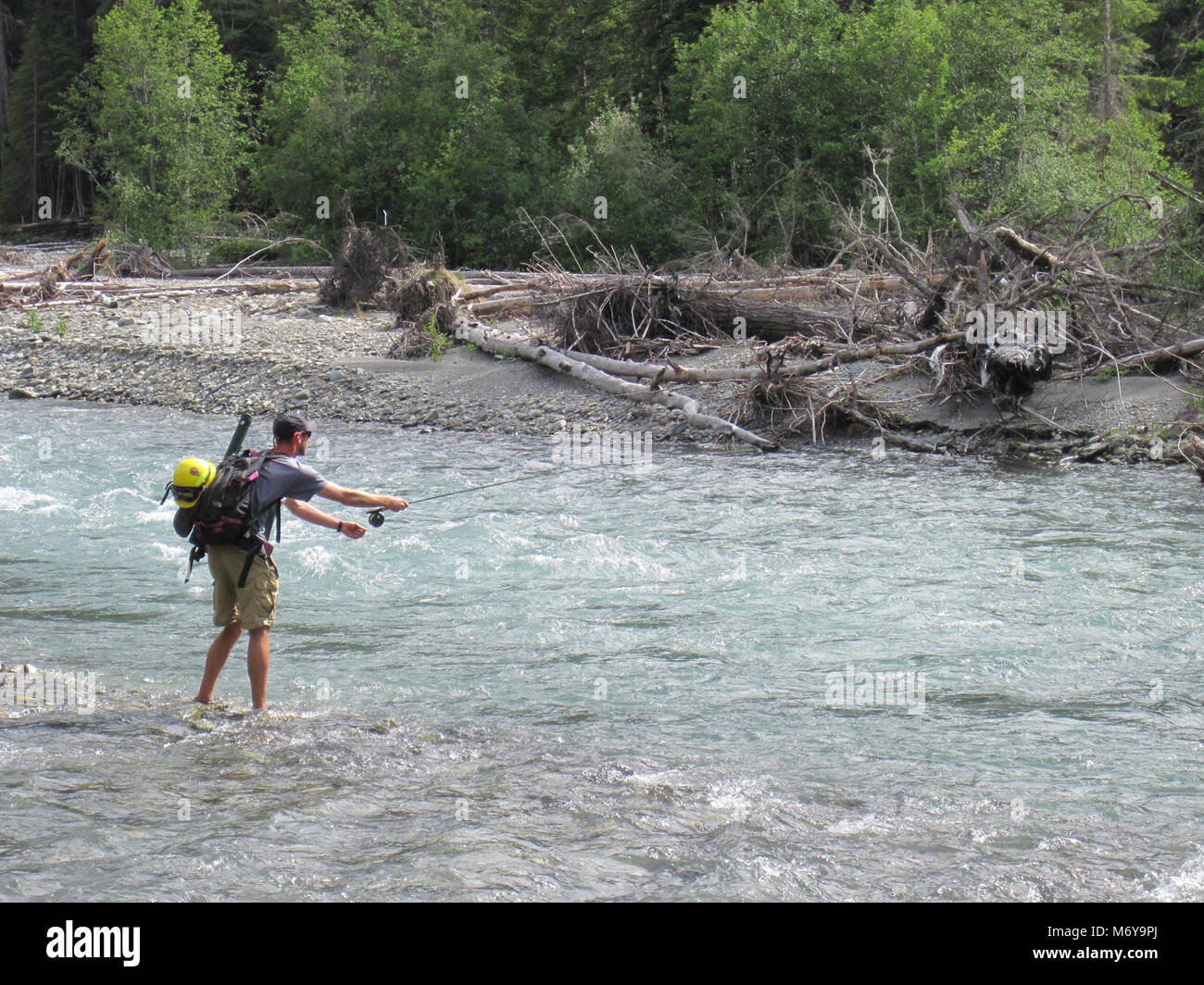 Josh Fishing Elwha salmon river Stock Photo Alamy