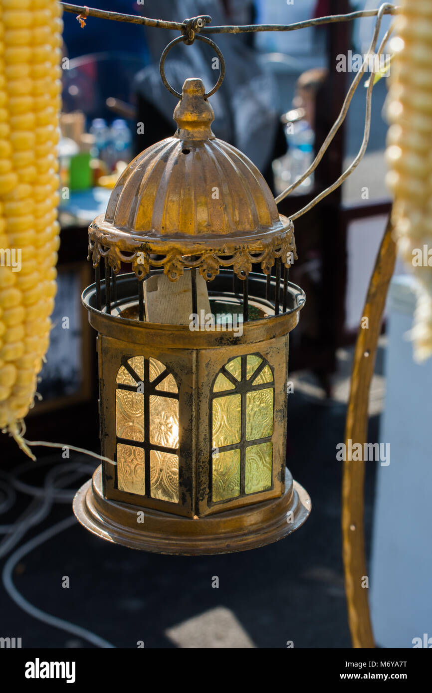 Old retro style lantern made of metal Stock Photo - Alamy