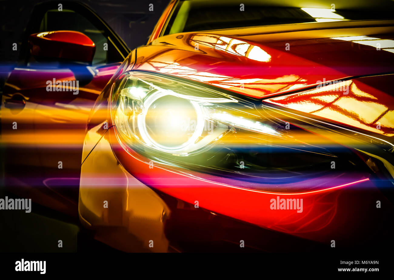 Car headlights dark road hires stock photography and images Alamy