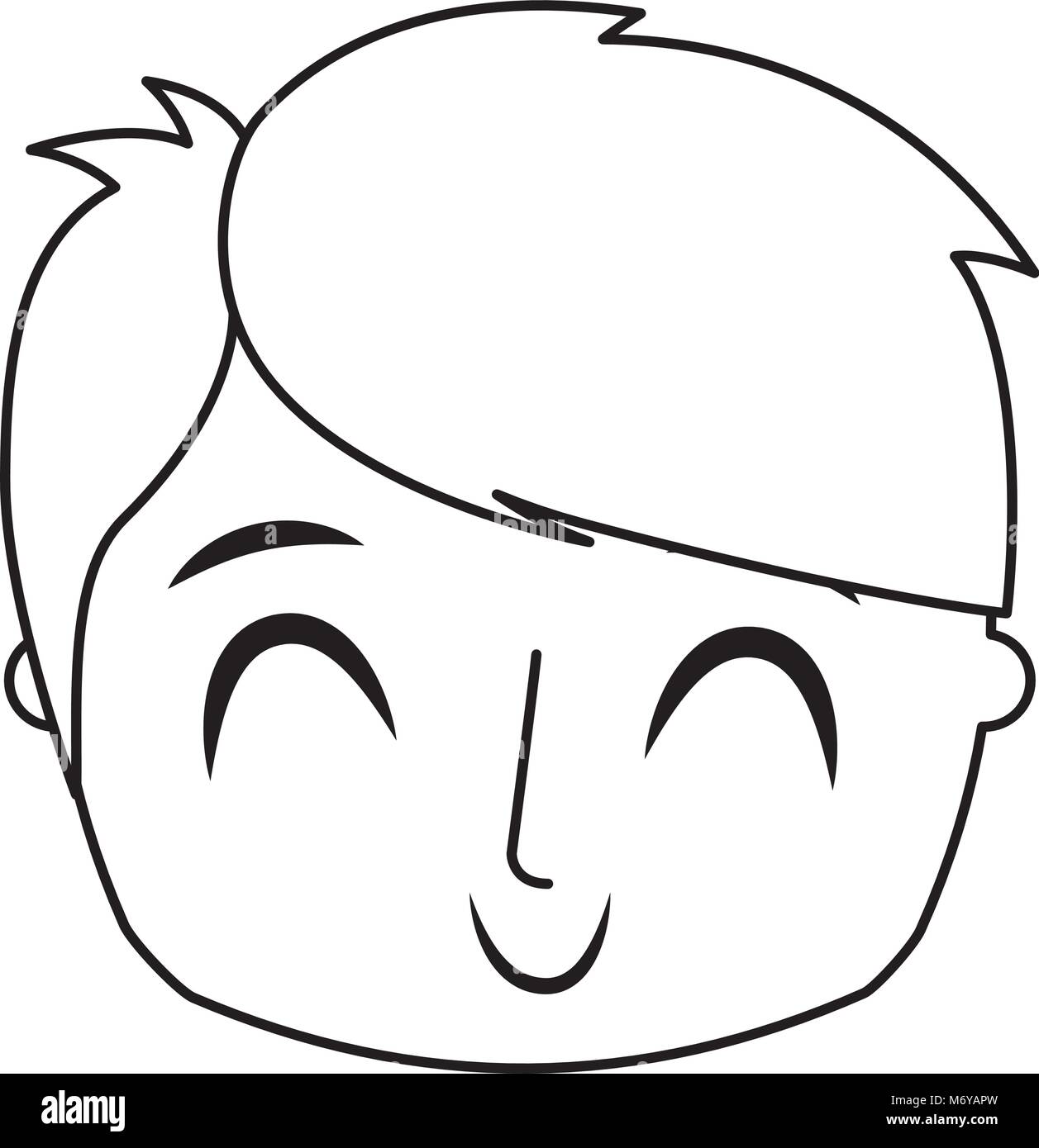 smiling happy face boy male young character vector illustration thin ...